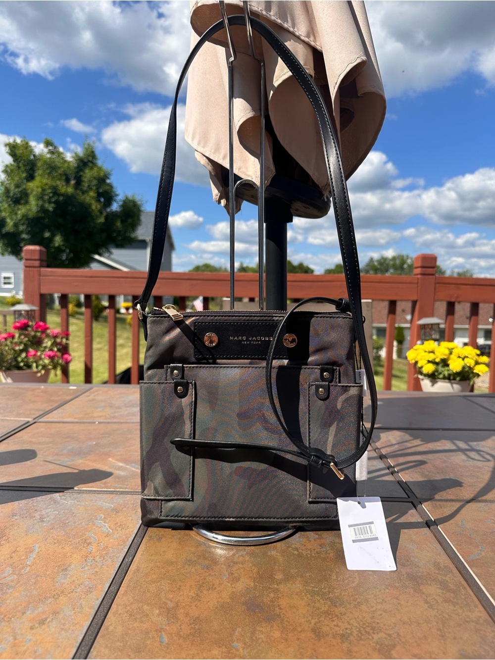 Marc Jacobs Camo Green Preppy Nylon Swing PackCrossbody Bag NWT